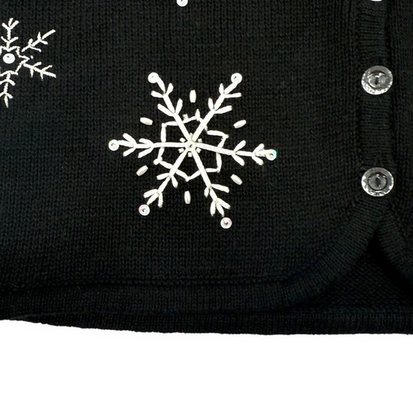 Hampshire Studio Snow Embellished Snowflake Christmas Sweater Vest Size Small - Picture 7 of 9